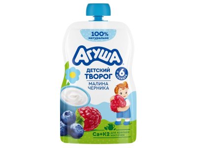 Творог фруктовый Агуша Черника, Малина 4,0% 80 г пауч 1-00355145_1