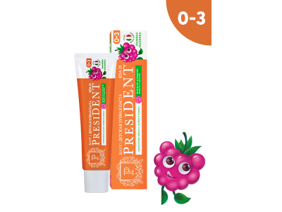 Зубная паста President 0-3+ Мамина малинка 45 г 100461472