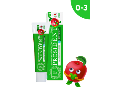 Зубная паста President 0-3+ Сочное яблоко 45 г 100461473