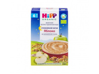 Каша Hipp, Био Спокойной ночи молочная овсяно-пшеничная с яблоком 250 г 1-00035912_2