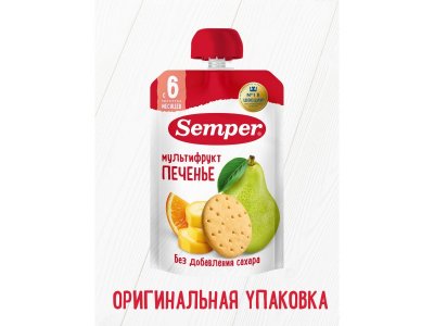 Пюре Semper Мультифрукт с печеньем с 6 мес., 100 г 1-00461986_7
