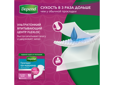 Прокладки урологические Depend Ultra Mini 12 шт 1-00253146_5