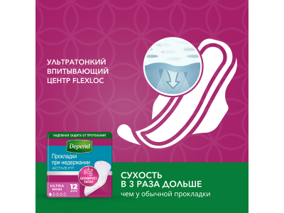 Прокладки урологические Depend Ultra Mini 12 шт 1-00253146_6