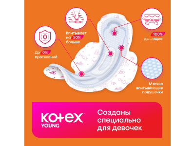 Прокладки Kotex Young Нормал для девочек 8 шт 1-00462906_6