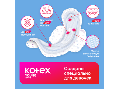 Прокладки Kotex Young Ночные для девочек 6 шт 1-00462907_5