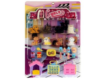 Аксессуары для кукол Карапуз 8 питомцев разноцветный 100463055