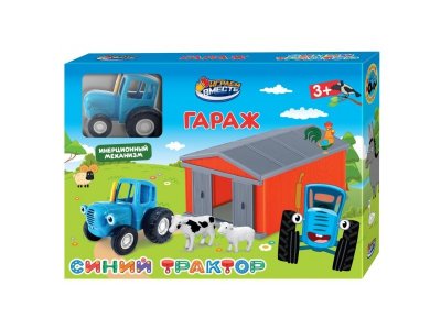 Набор игровой Играем вместе Синий Трактор Гараж с коровой и овцой, инерция 1-00461750_2