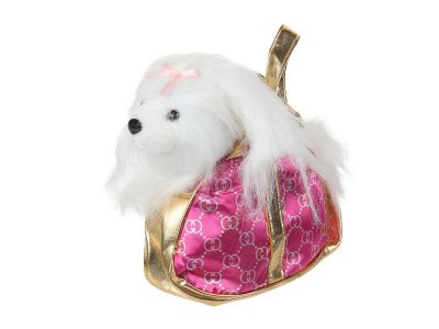 Мягкая игрушка Мой питомец Собака в розовой сумочке гуччи, 18 см белый 100461762