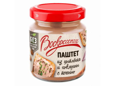 Паштет Воскресение из цыпленка и говядины с печенью 100 г 100465423
