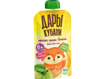 Пюре Дары Кубани Яблоки и бананы со вкусом печенья с 6 мес., 90 г 1-00464165_2