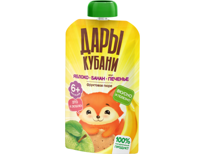 Пюре Дары Кубани Яблоки и бананы со вкусом печенья с 6 мес., 90 г 1-00464165_3