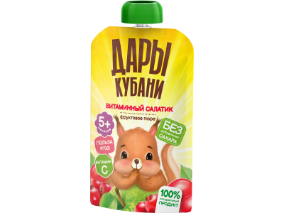 Пюре Дары Кубани Витамин. салатик Яблоки, шиповник и клюква, обогащен. витамин. С, с 5 мес., 90 г 1-00464166_3