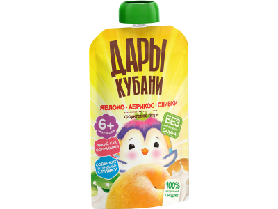 Пюре Дары Кубани Яблоки и абрикосы со сливками с 6 мес., 90 г 1-00464167_2