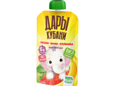 Пюре Дары Кубани Яблоки, бананы и клубника с 8 мес., 90 г 1-00464168_3