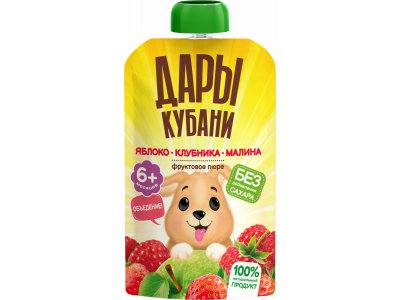 Пюре Дары Кубани Яблоки, клубника и малина с 6 мес., 90 г 100464169