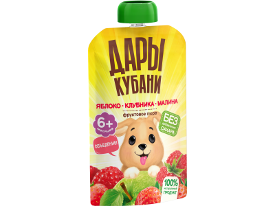 Пюре Дары Кубани Яблоки, клубника и малина с 6 мес., 90 г 1-00464169_2