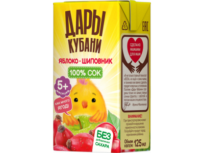 Сок Дары Кубани яблочно-вишневый восстановленный осветленный 125 мл 1-00464141_3