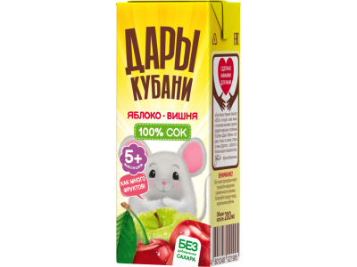 Сок Дары Кубани яблочно-вишневый восстановленный осветленный 200 мл 1-00464145_3