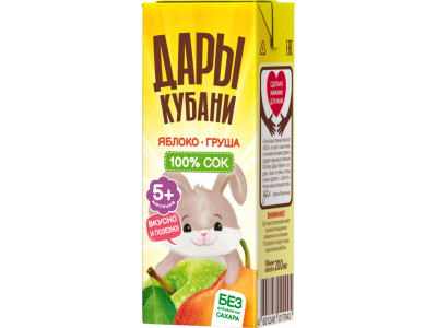 Сок Дары Кубани яблочно-грушевый восстановленный осветленный 200 мл 1-00464148_2