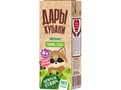Сок Дары Кубани яблочный прямого отжима осветленный 200 мл 1-00464150_2
