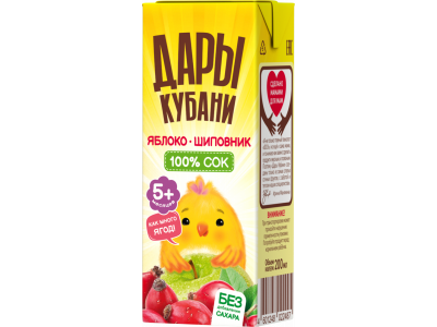Сок Дары Кубани яблочно-шиповниковый восстановленный осветленный 200 мл 1-00464151_2