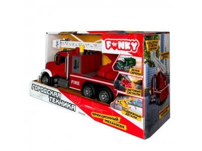 Игрушка Funky Toys Машинка фрикцион. Городская техника. Пожарная машина с кабиной-капотом, свет/звук 1-00464967_2