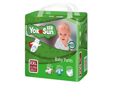 Подгузники-трусики YokoSun Eco XXL 15-23 кг, 32 шт. 1-00467072_2