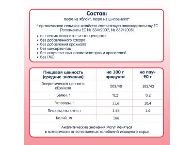 Пюре Fleur Alpine Яблоко, шиповник 90 г, пауч 1-00090216_8