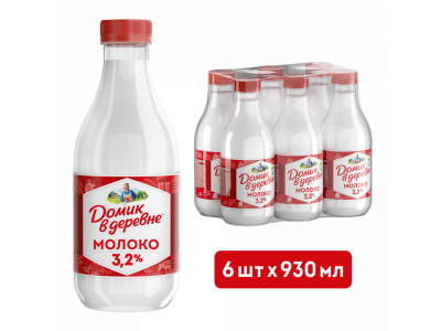 Молоко Домик в деревне Пастеризованное 3.2%, 955 г 1-00468575_3