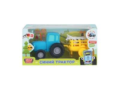 Машина Технопарк Синий трактор с телегой и коровой 1-00468601_2