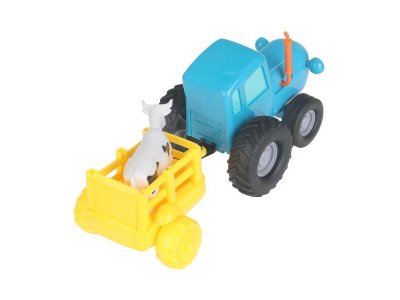 Машина Технопарк Синий трактор с телегой и коровой 1-00468601_4