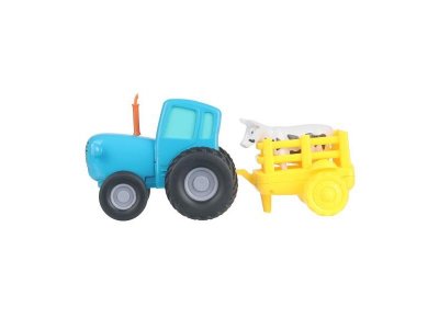 Машина Технопарк Синий трактор с телегой и коровой 1-00468601_10