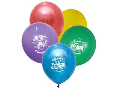 Набор латексных воздушных шаров Чудо Праздник Синий Трактор монохром 5 шт 1-00468583_2