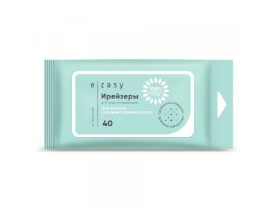 Салфетки-ирейзеры влажные для лица E-Rasy очищающие для жирной и комбинированной кожи 40 шт 100469156