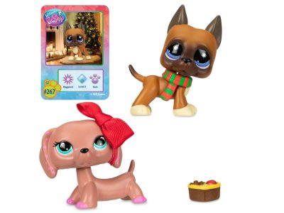 Набор игровой Littlest Pet Shop Праздники Рождественские Каникулы 2 фигурки: Немецкий дог и Такса разноцветный 100469174