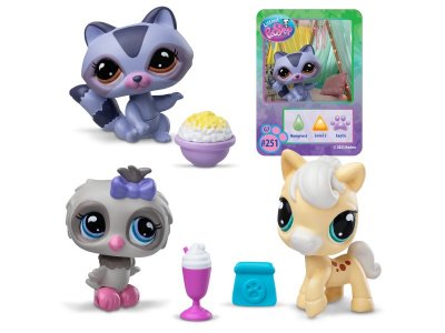 Набор игровой Littlest Pet Shop Три друга Ночной перекус 3 фигурки: Енот, Сова и Конь 1-00469176_7