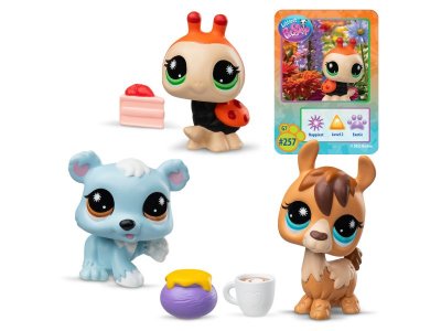 Набор игровой Littlest Pet Shop Три друга Сладкоежки 3 фигурки: Божья коровка, Лама и Медвежонок разноцветный 100469178