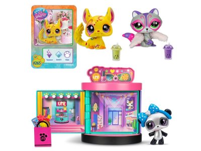 Набор игровой Littlest Pet Shop Большой Сюжет Станция Стиля 3 фигурки: Панда, Шиншилла и Енот разноцветный 100469183