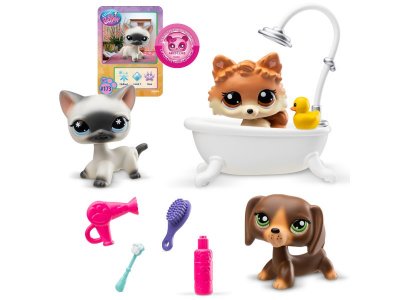 Набор игровой Littlest Pet Shop Груминг спа: три фигурки мини-животных с акс. разноцветный 100469185