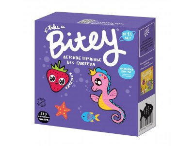 Печенье безглютеновое Take a Bitey Клубника, 125 г 1-00346303_2