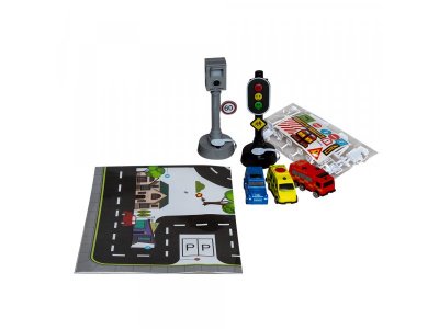 Набор игровой Maya toys Светофор и дорожные знаки, 4 машинки 1-00440989_3