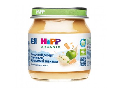 Десерт молочный Hipp с печеньем, яблоками и злаками с 5 мес., 100 г 1-00471425_2