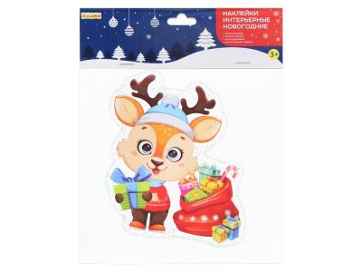 Наклейка силиконовая Milend Новогодний оленёнок 15*15 см мультиколор 100469706