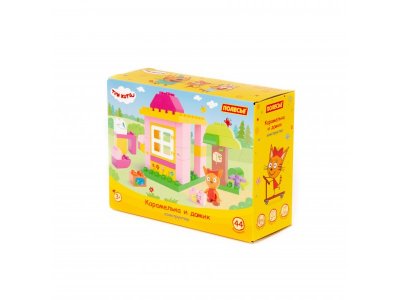 Конструктор Полесье Макси Три кота Карамелька и домик 44 элемента 100471473