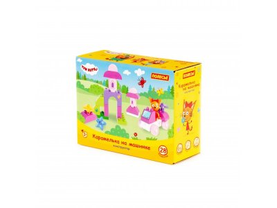 Конструктор Полесье Макси Три кота Карамелька на машинке 28 элементов 100471474