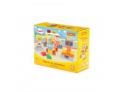 Конструктор Полесье Макси Три кота Коржик на автогонках 33 элемента 100471478