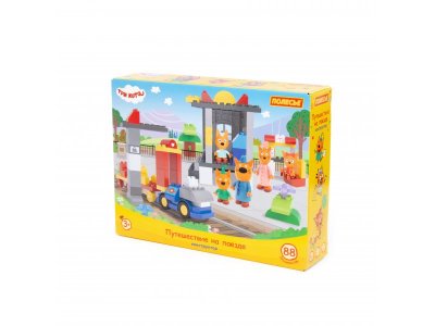 Конструктор Полесье Макси Три кота Путешествие на поезде 88 элементов 100471481