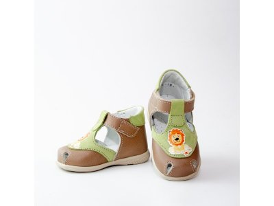 Сандалии Скороход бежевый/зеленый 100472334