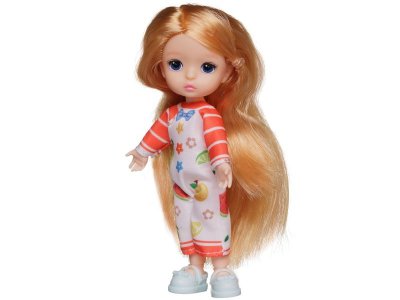 Кукла-мини Junfa в бело-оранжевом комбинезоне, 13 см 1-00471311_3