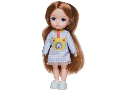 Кукла-мини Junfa в голубом в белую клетку платье, 13 см 1-00471312_4